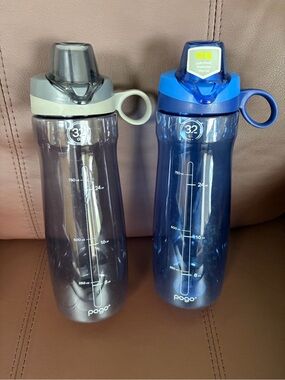 Pogo 32oz Reusable Water Bottles - Blue & Smoke Gray